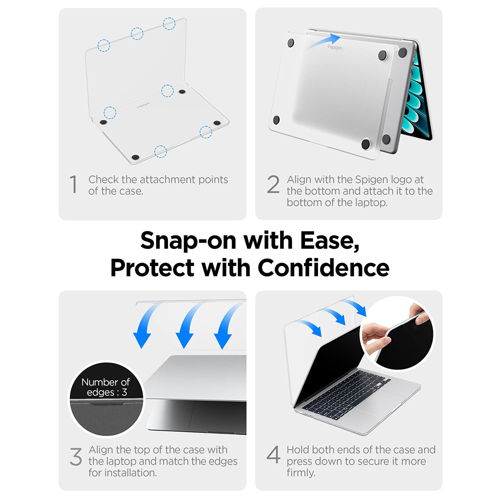 Husa laptop Spigen Airskin (ACS11531), MacBook Air 13" 2022, Policarbonat, Negru
