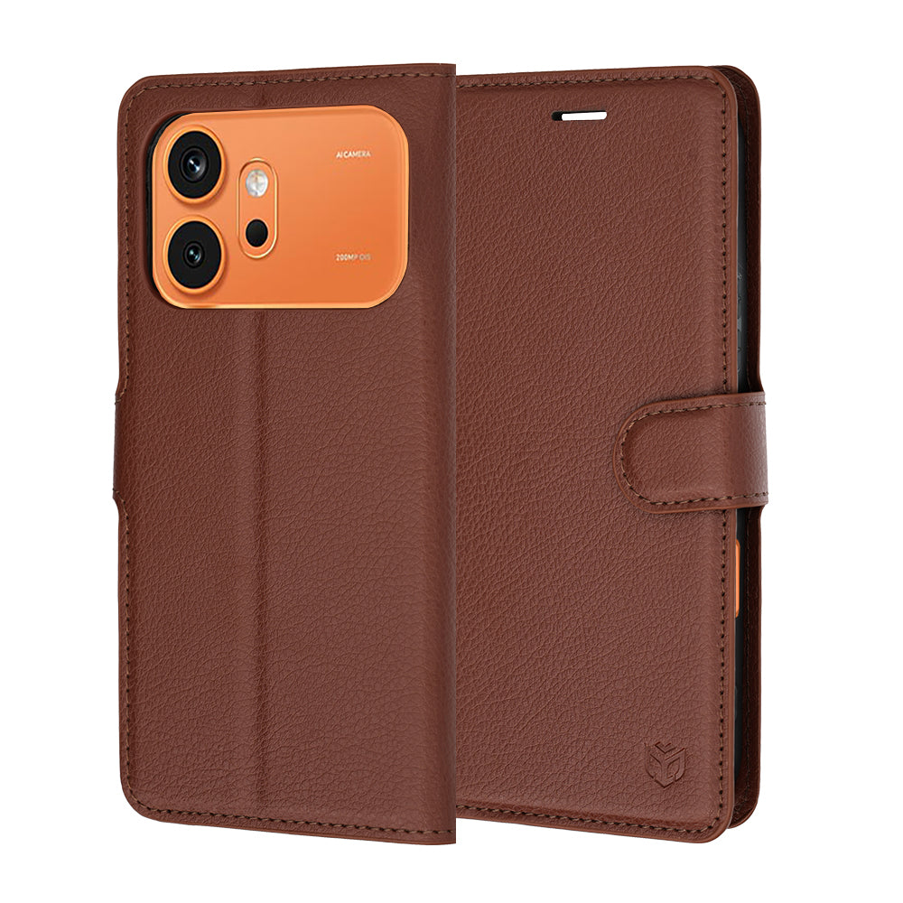 Husa de protectie Techsuit Leather Folio compatibil cu Honor 600 / 600 Pro, Maro