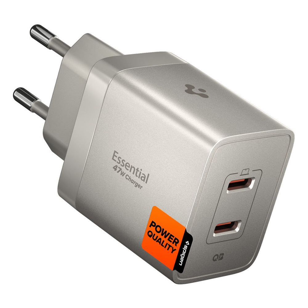 Incarcator Spigen (ACH10451), 2x Type-C, 47W, Fast Charging, Argintiu