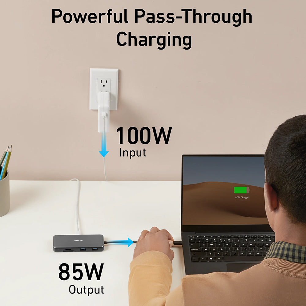 Hub Anker A83830A2, HDMI / USB / USB-C / Ethernet, 10Gbps, Gri