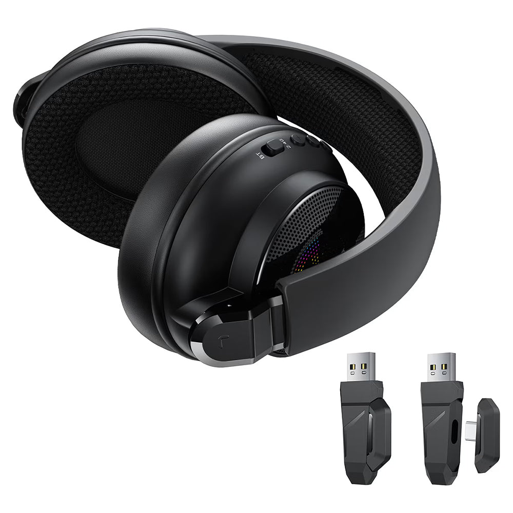 Casti Acefast H15, BT 6.0 + 2.4G + AUX, Latenta 0.02s, Negru