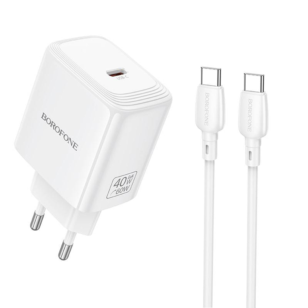 Incarcator Borofone (BN33), USB-C, PD 40W, GaN, Alb
