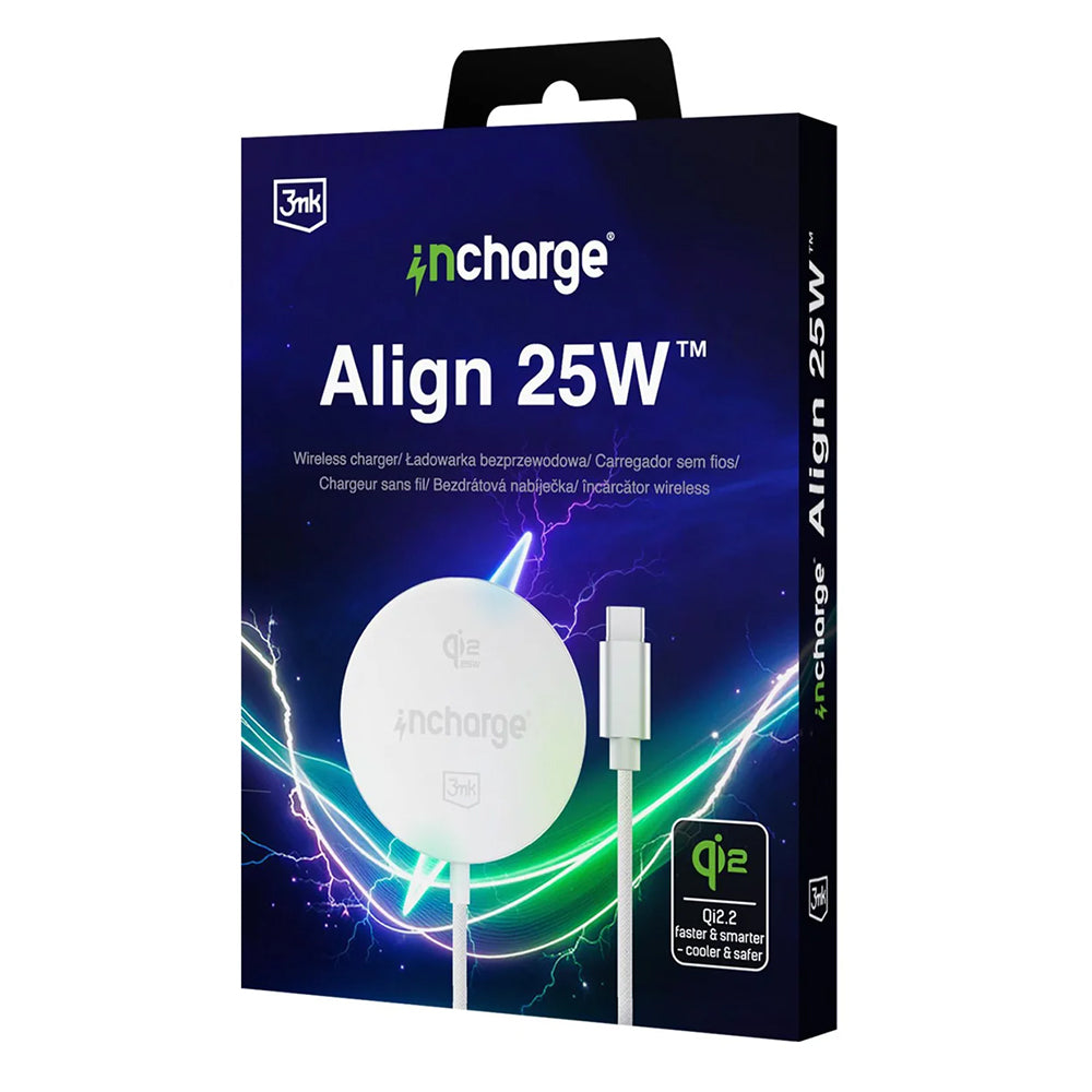 Incarcator 3mk incharge® Align, MagSafe, 25W, Qi2.2, Alb