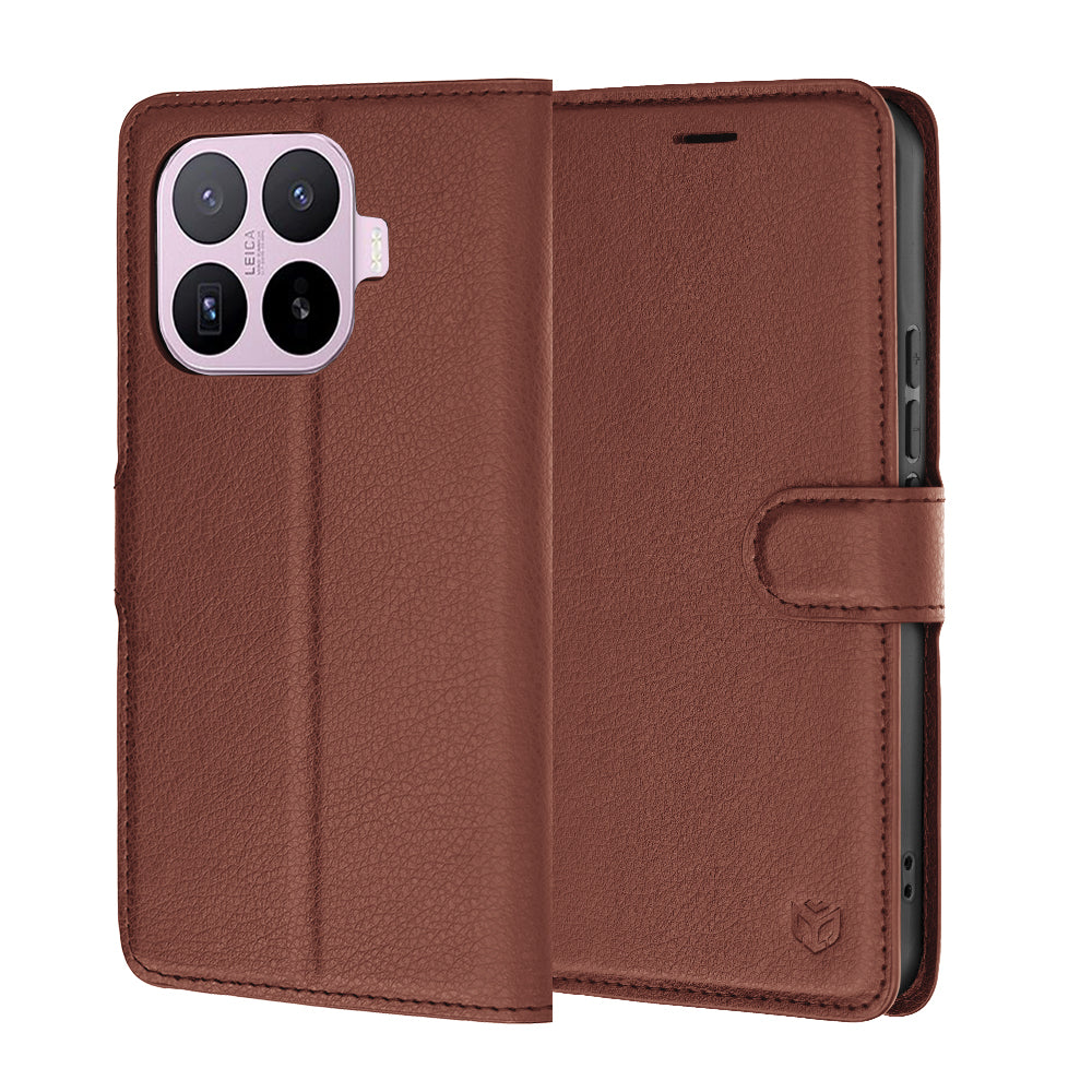 Husa de protectie Techsuit Leather Folio compatibil cu Xiaomi 17T, Maro