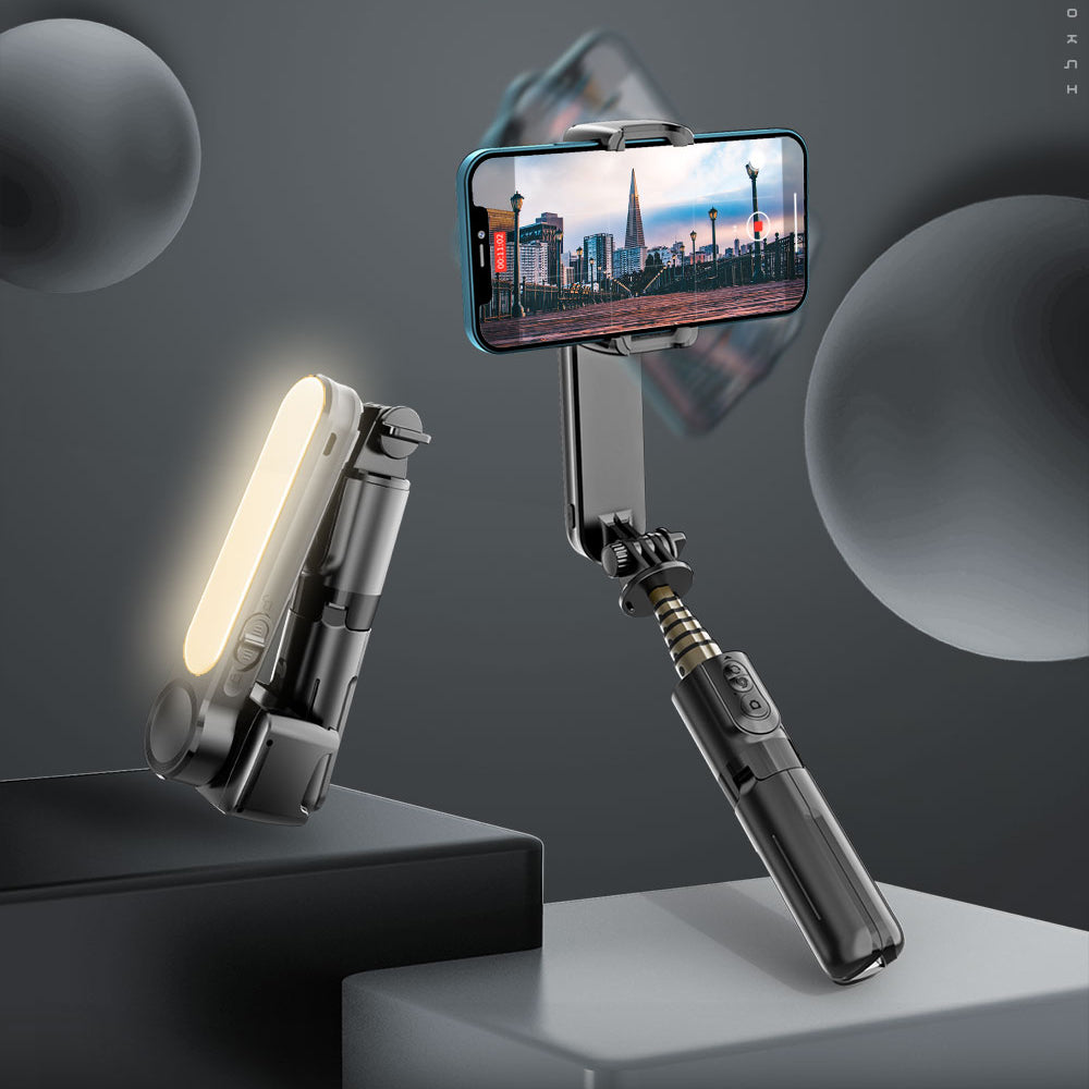Techsuit - Gimbal Mini Selfie Stick (L09) - Bluetooth Remote Control, Stable Tripod Mount and Phone Stabilizer, 72cm - B