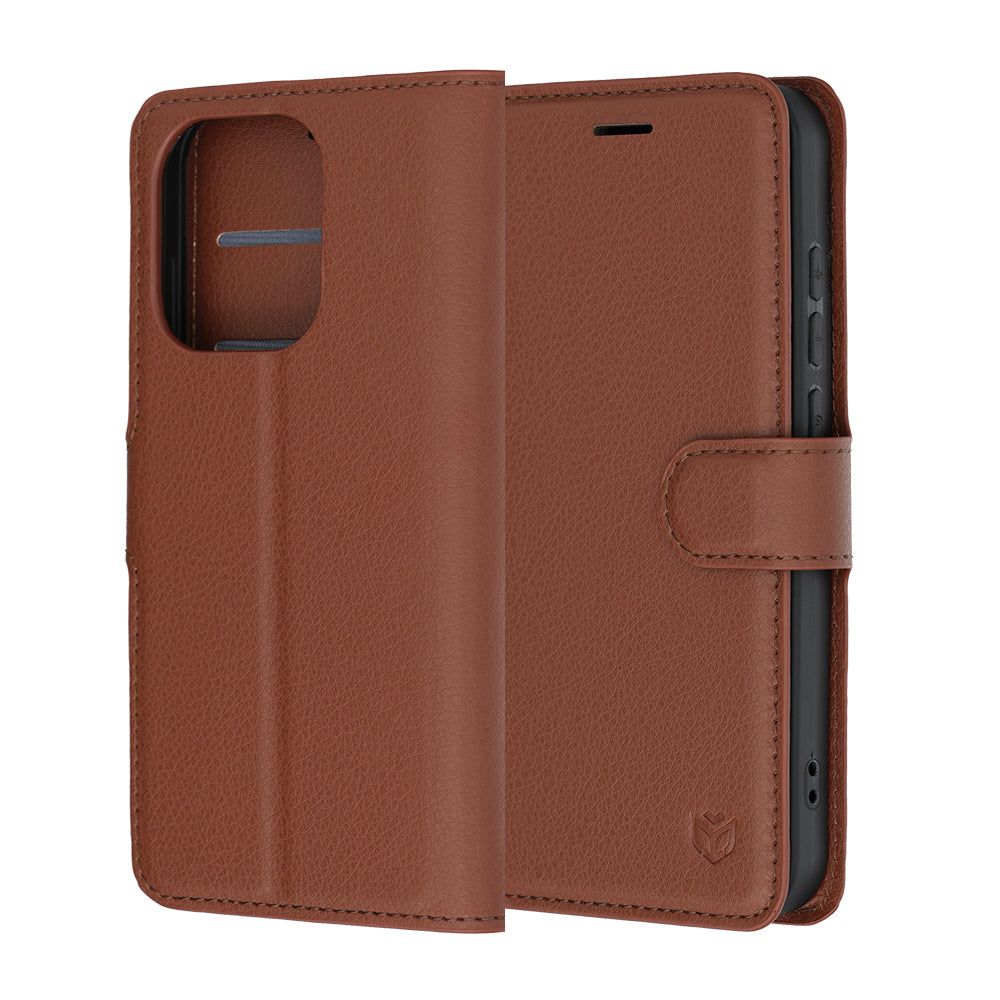 Husa de protectie Techsuit Leather Folio compatibil cu Oppo Reno16, Maro