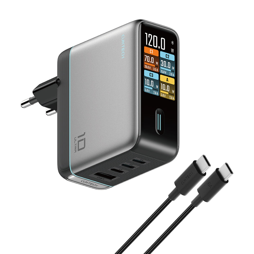 Incarcator Cuktech (CAD1204UEUGR), 3x USB-C, 120W, Gri