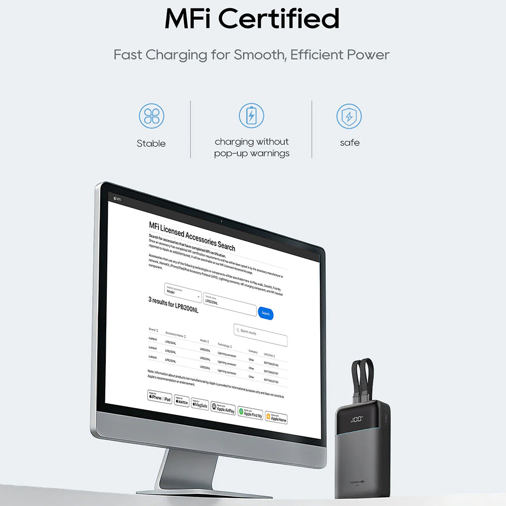 Baterie externa Cuktech LPB200NL (CKB200NLGLGY), 20000mAh, 40W, Gri
