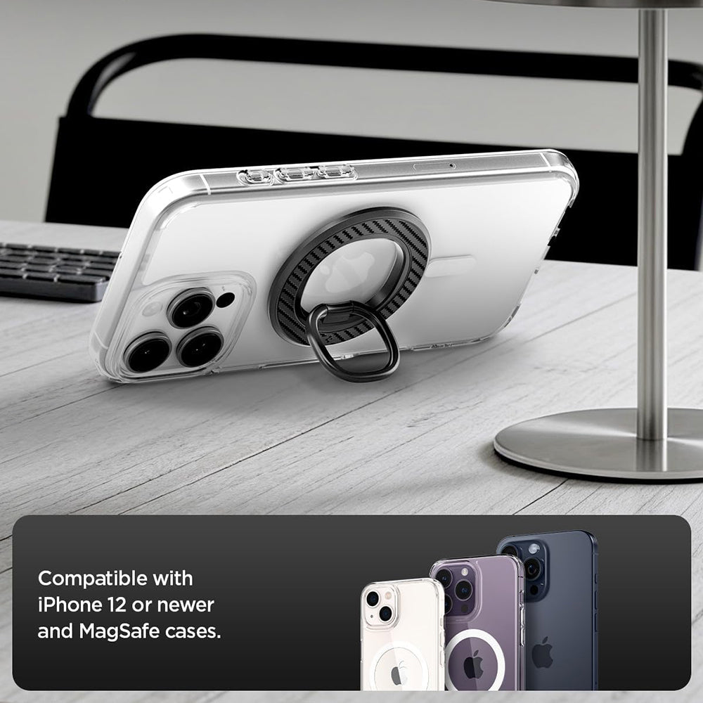 Suport Inel Spigen O-Mag OM106 (AMP09334), Magnet Puternic, Rotație 360°, Negru