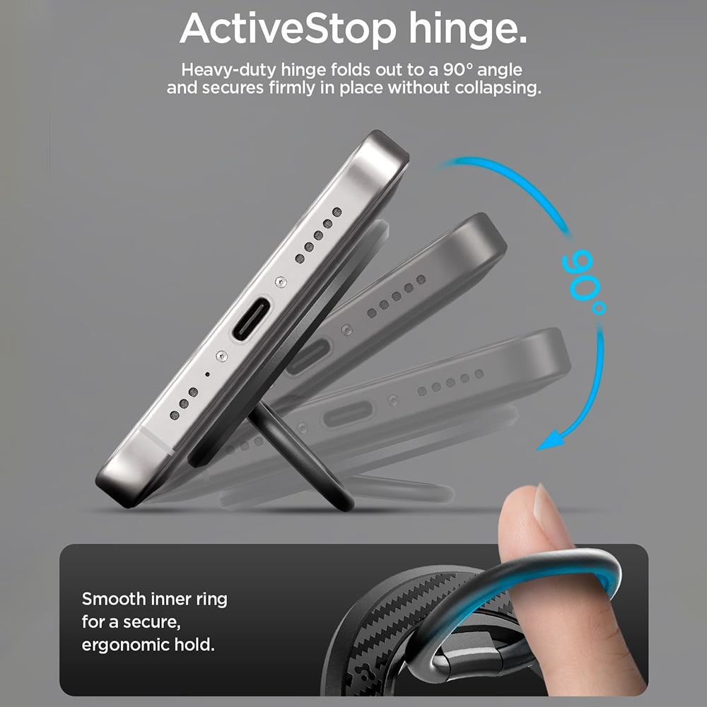 Suport Inel Spigen O-Mag OM106 (AMP09334), Magnet Puternic, Rotație 360°, Negru