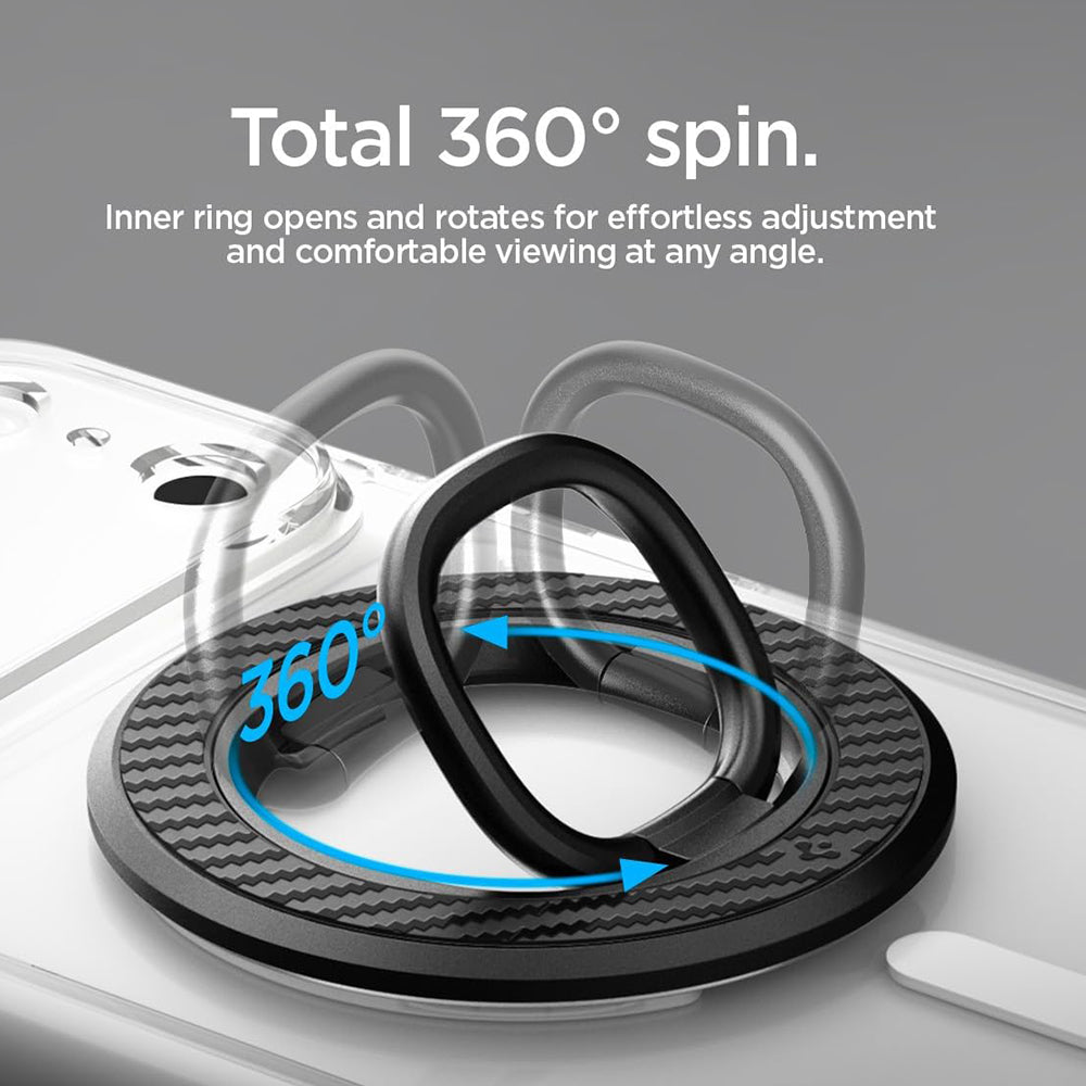 Suport Inel Spigen O-Mag OM106 (AMP09334), Magnet Puternic, Rotație 360°, Negru