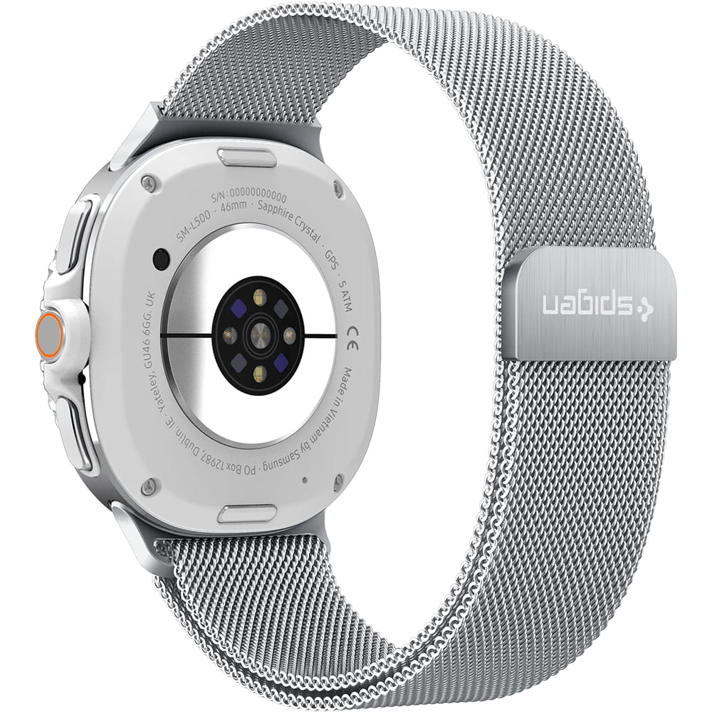 Curea smartwatch Spigen Metal Fit compatibil cu Samsung Galaxy Watch9 / Watch8 / Watch8 Classic, Argintiu