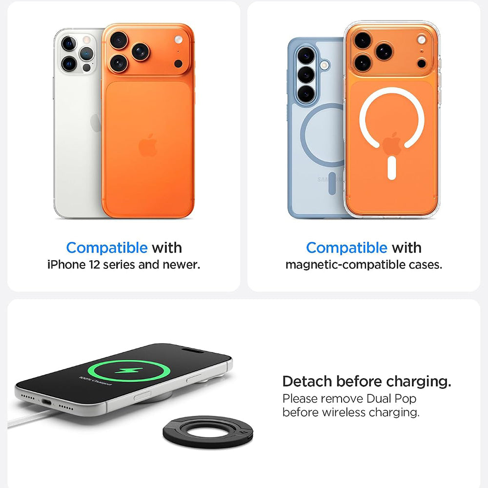 Suport Inel Spigen Dual Pop MagSafe S (AMP11735), Silicon, Negru