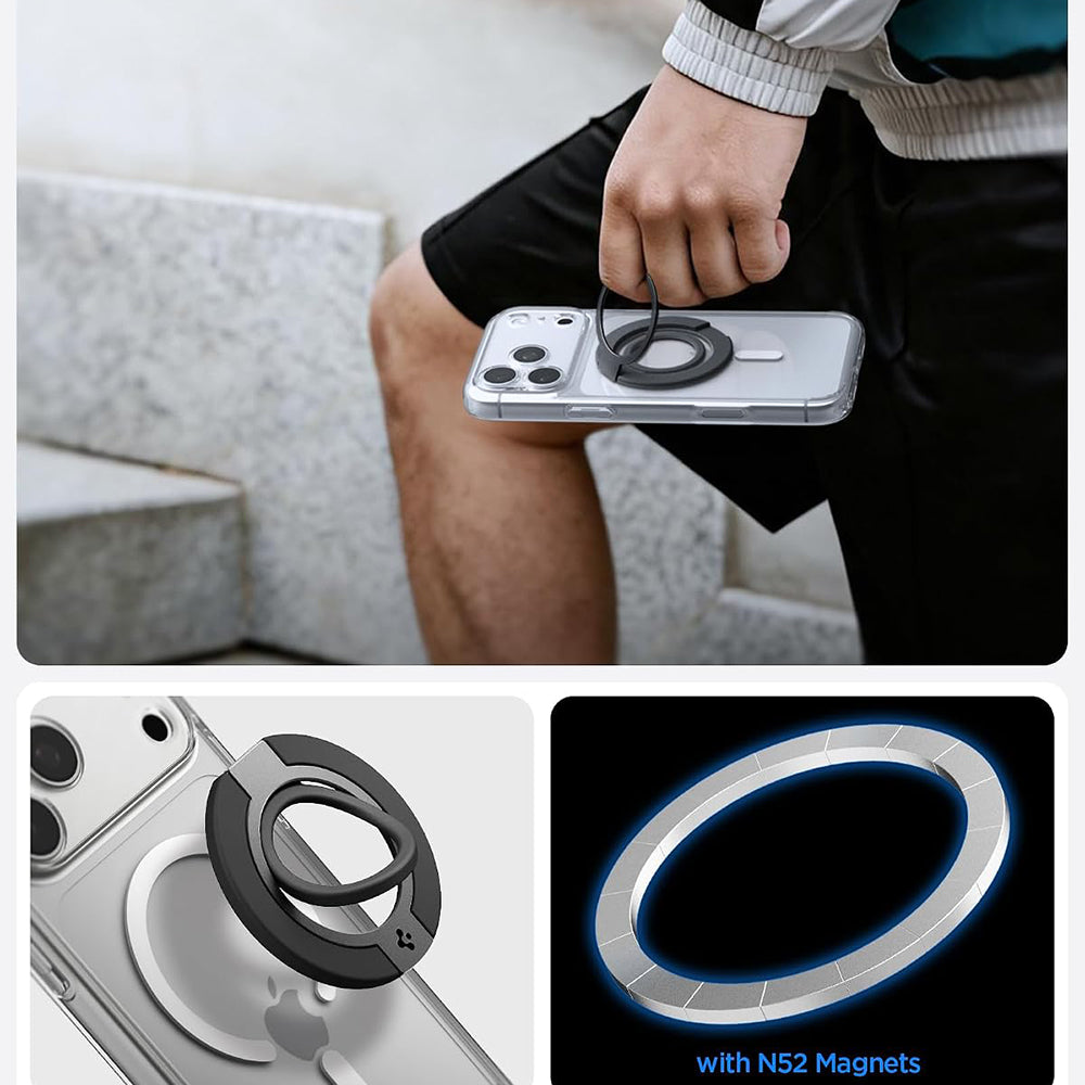 Suport Inel Spigen Dual Pop MagSafe S (AMP11735), Silicon, Negru