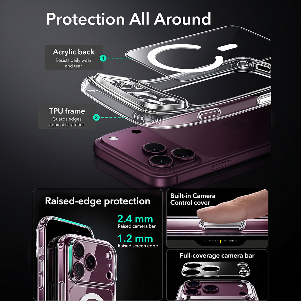 Husa de protectie ESR Classic Hybrid HaloLock compatibil cu iPhone 18 Pro, Transparent