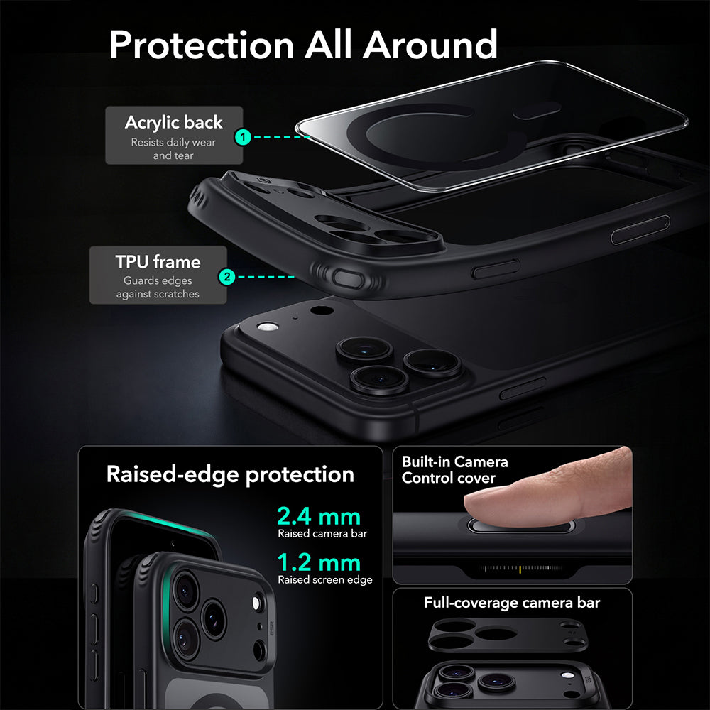 Husa de protectie ESR compatibil cu iPhone 18 Pro, Negru/Transparent