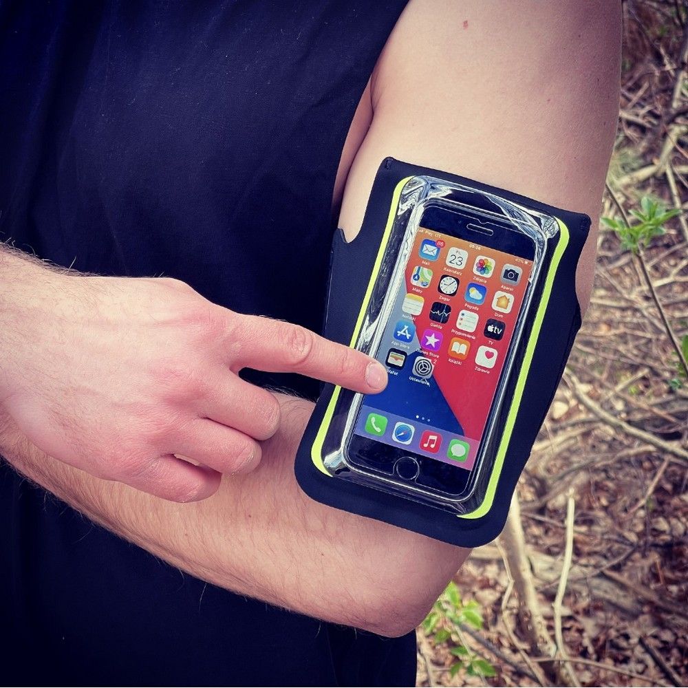 Techsuit - Sports Armband (TH10) - with Velcro, for Phones, max 6.5" - Gray / White