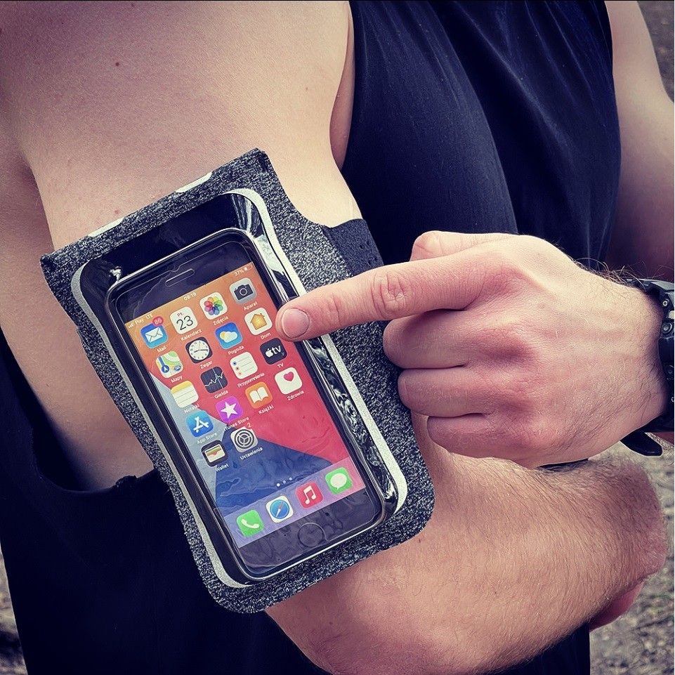 Techsuit - Sports Armband (TH10) - with Velcro, for Phones, max 6.5" - Gray / White