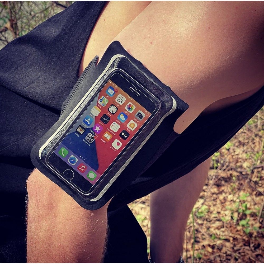 Techsuit - Sports Armband (TH10) - with Velcro, for Phones, max 6.5" - Gray / White