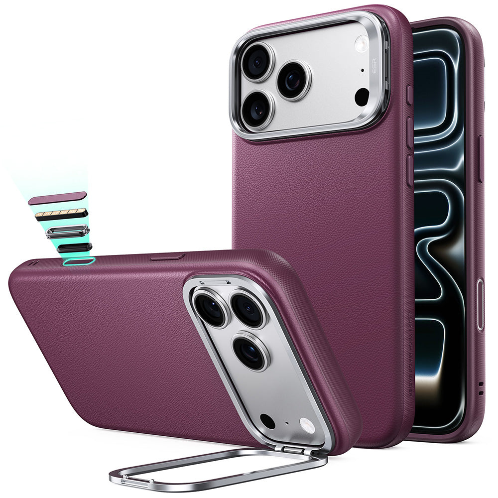 Husa de protectie ESR Atelier Magnetic Kickstand compatibil cu iPhone 17 Pro / iPhone 18 Pro, Bordo
