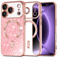 Husa de protectie Techsuit Luxury Glitter MagSafe compatibil cu iPhone 18 Pro / iPhone 17 Pro, Roz Auriu