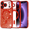 Husa de protectie Techsuit Luxury Glitter MagSafe compatibil cu iPhone 18 Pro / iPhone 17 Pro, Roșu