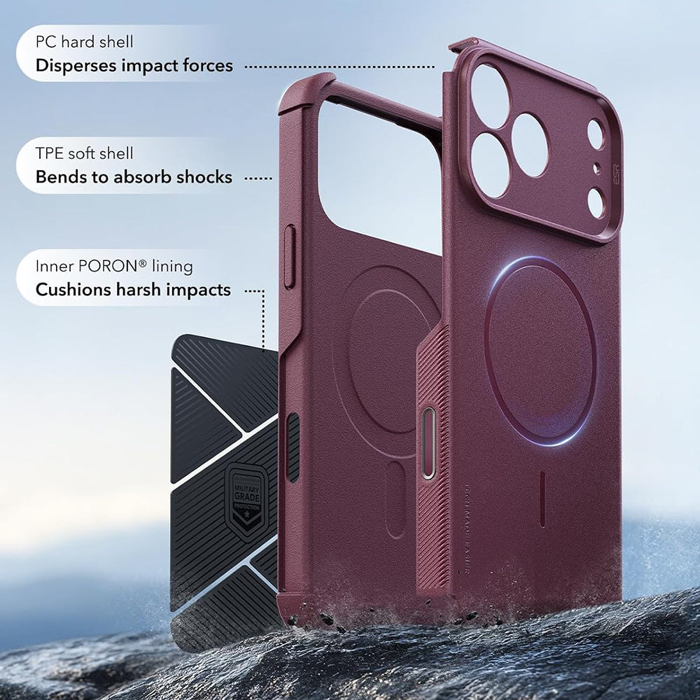 Husa de protectie ESR Cyber Halolock compatibil cu iPhone 18 Pro / iPhone 17 Pro, Bordo