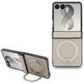 Husa de protectie Guess Ring Stand compatibil cu Samsung Galaxy Z Flip8, Bej