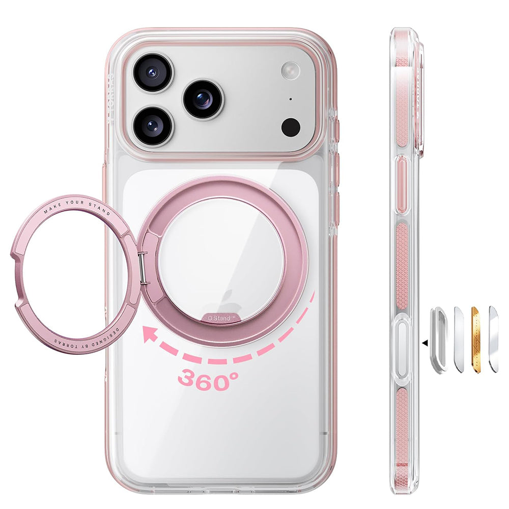 Husa de protectie Torras Ostand O3 Light compatibil cu iPhone 17 Pro / iPhone 18 Pro, Roz