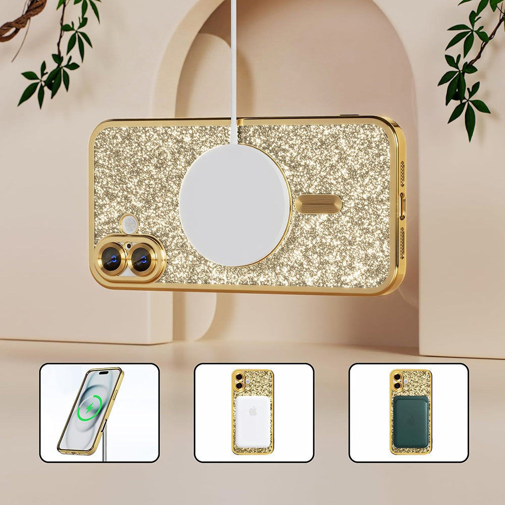 Husa de protectie Techsuit Luxury Glitter MagSafe compatibil cu iPhone 18 Pro Max / iPhone 17 Pro Max, Auriu