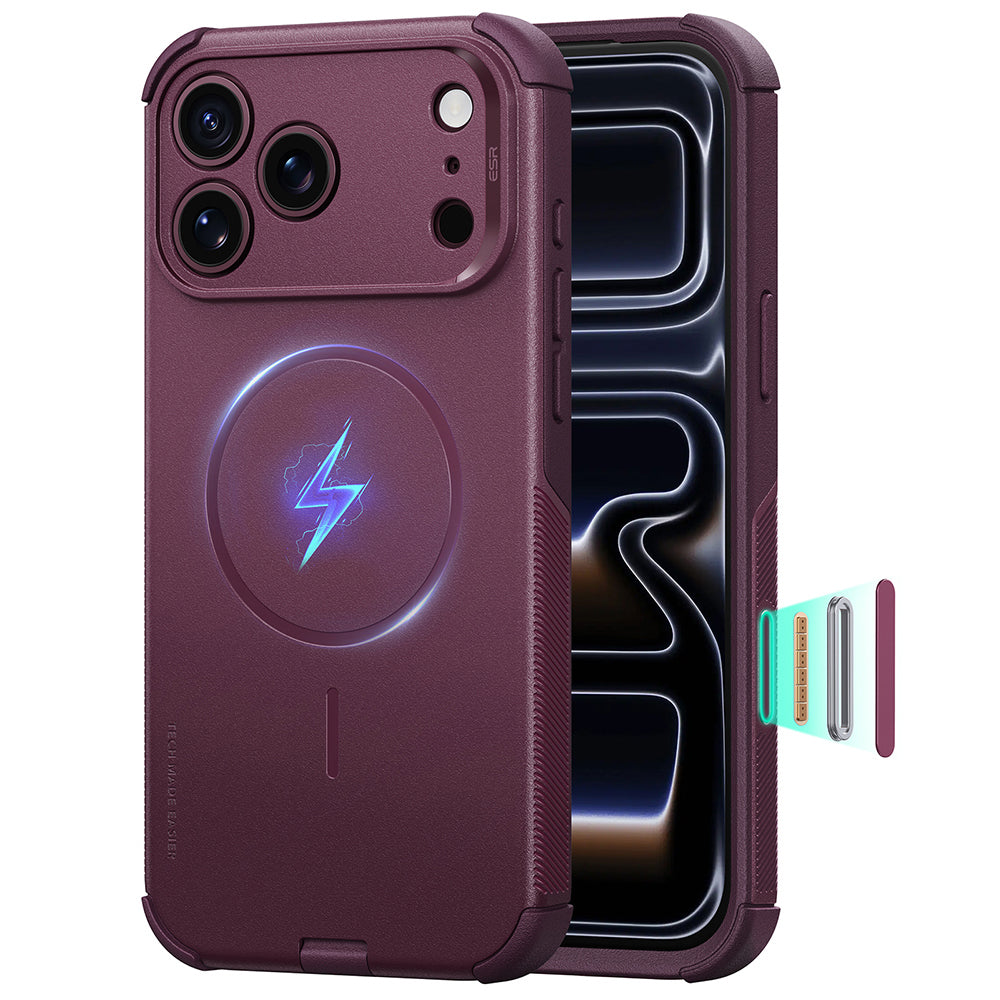 Husa de protectie ESR Cyber Halolock compatibil cu iPhone 18 Pro / iPhone 17 Pro, Bordo