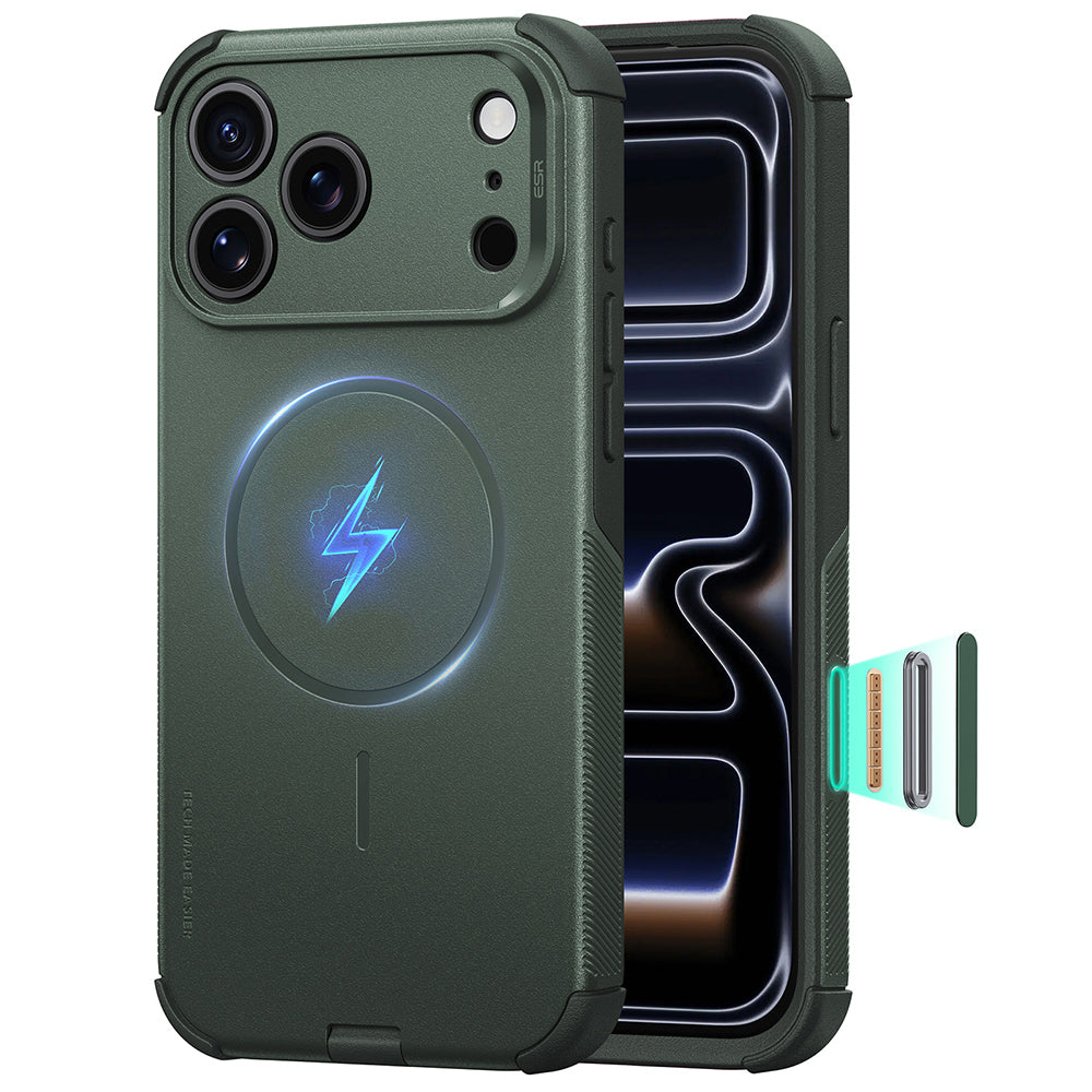 Husa de protectie ESR Cyber Halolock compatibil cu iPhone 17 Pro / iPhone 18 Pro, Verde
