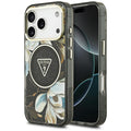 Husa de protectie Guess IML Glitter Flowers Triangle compatibil cu iPhone 18 Pro, Negru