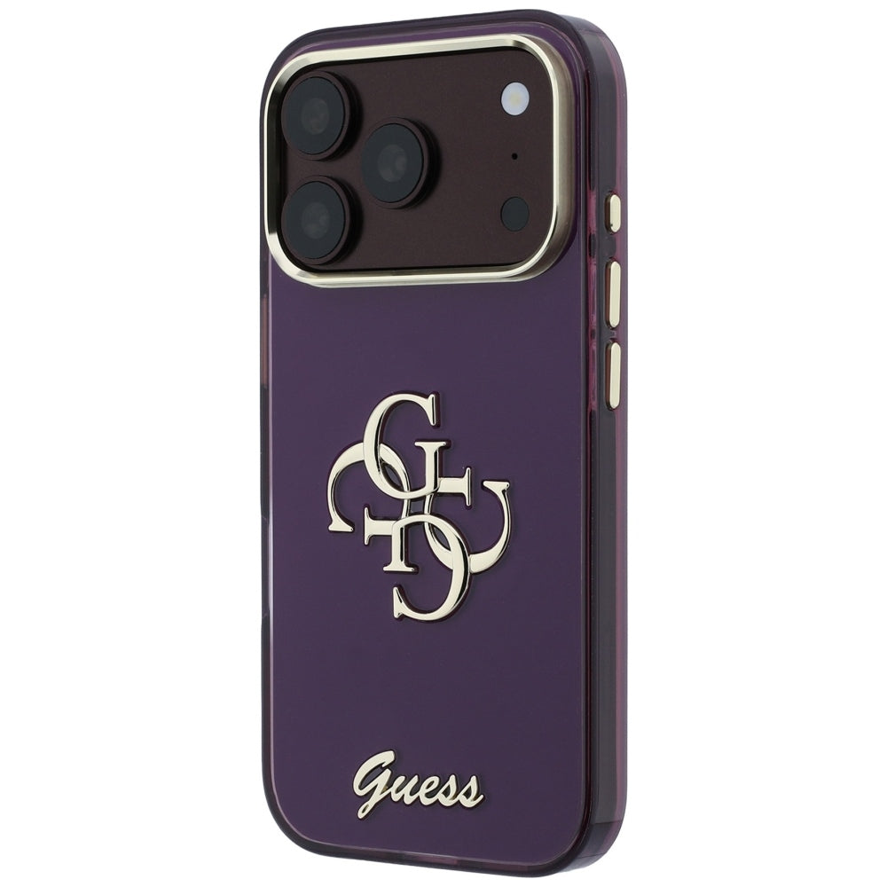 Husa de protectie Guess IML 4G Metal Script compatibil cu iPhone 18 Pro / iPhone 17 Pro, Bordo