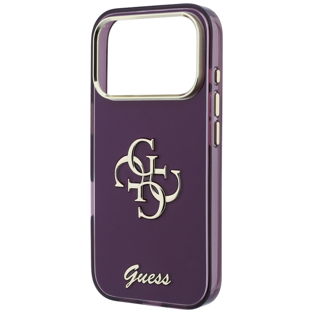 Husa de protectie Guess IML 4G Metal Script compatibil cu iPhone 18 Pro / iPhone 17 Pro, Bordo