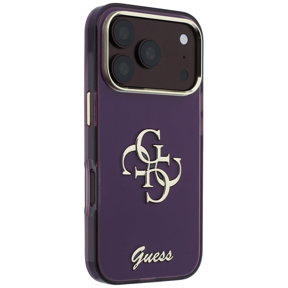Husa de protectie Guess IML 4G Metal Script compatibil cu iPhone 18 Pro / iPhone 17 Pro, Bordo