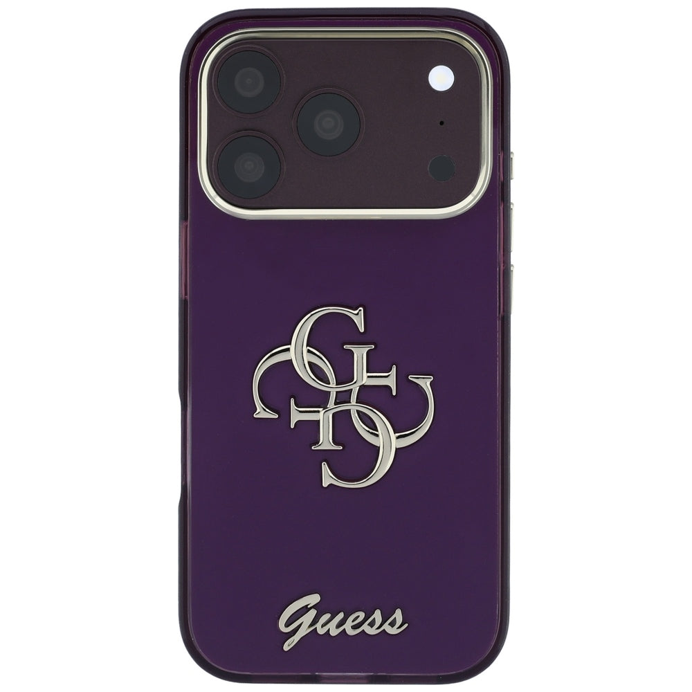 Husa de protectie Guess IML 4G Metal Script compatibil cu iPhone 18 Pro / iPhone 17 Pro, Bordo