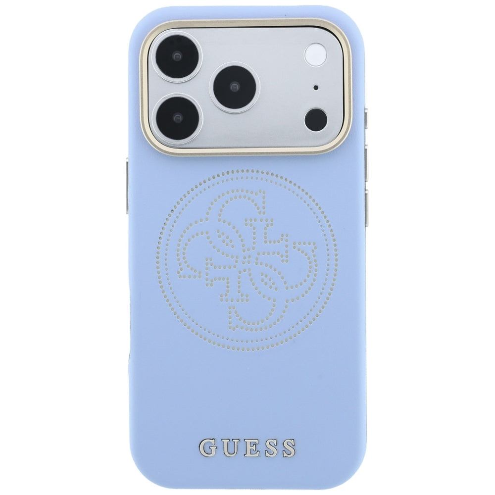 Husa de protectie Guess Leather Perforated 4G MagSafe compatibil cu iPhone 17 Pro Max / iPhone 18 Pro Max, Albastru
