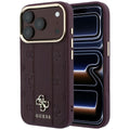 Husa de protectie Guess Leather Stripe Peony 4G MagSafe compatibil cu iPhone 17 Pro Max / iPhone 18 Pro Max, Bordo