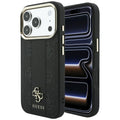 Husa de protectie Guess Leather Stripe Peony 4G compatibil cu iPhone 18 Pro Max / iPhone 17 Pro Max, Negru