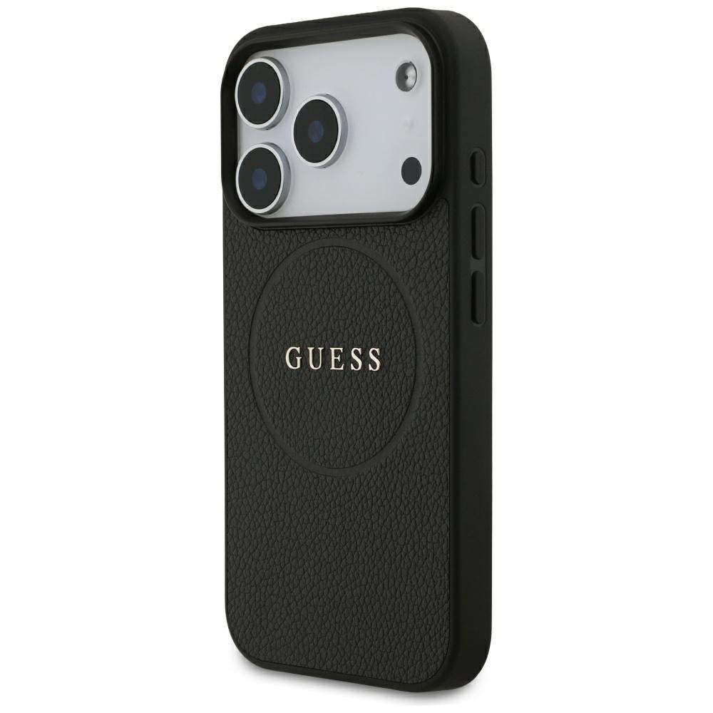 Husa pentru iPhone 18 Pro Max / iPhone 17 Pro Max - Guess Grained Gold Ring MagSafe (GUHMP18XPGHSMMK) - Black