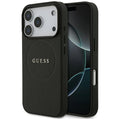 Husa pentru iPhone 18 Pro Max / iPhone 17 Pro Max - Guess Grained Gold Ring MagSafe (GUHMP18XPGHSMMK) - Black