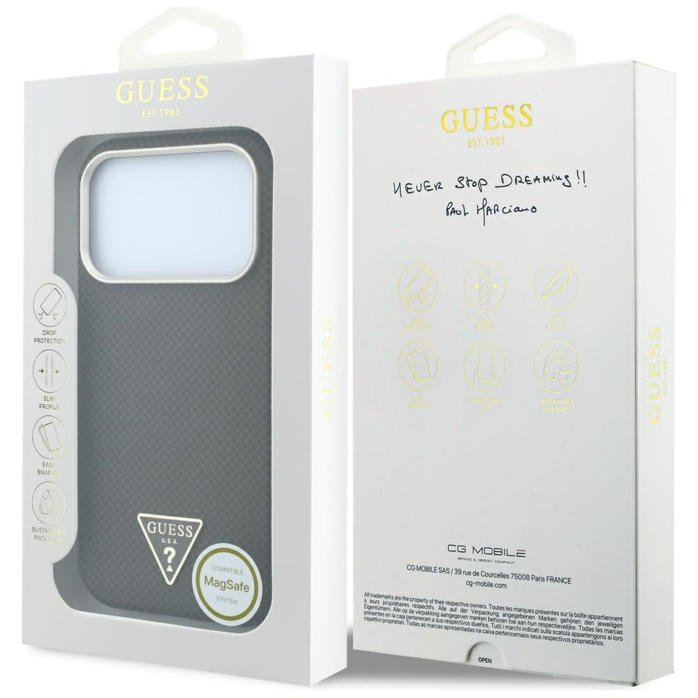 Husa de protectie Guess Kevlar Triangle Logo compatibil cu iPhone 18 Pro / iPhone 17 Pro, Maro