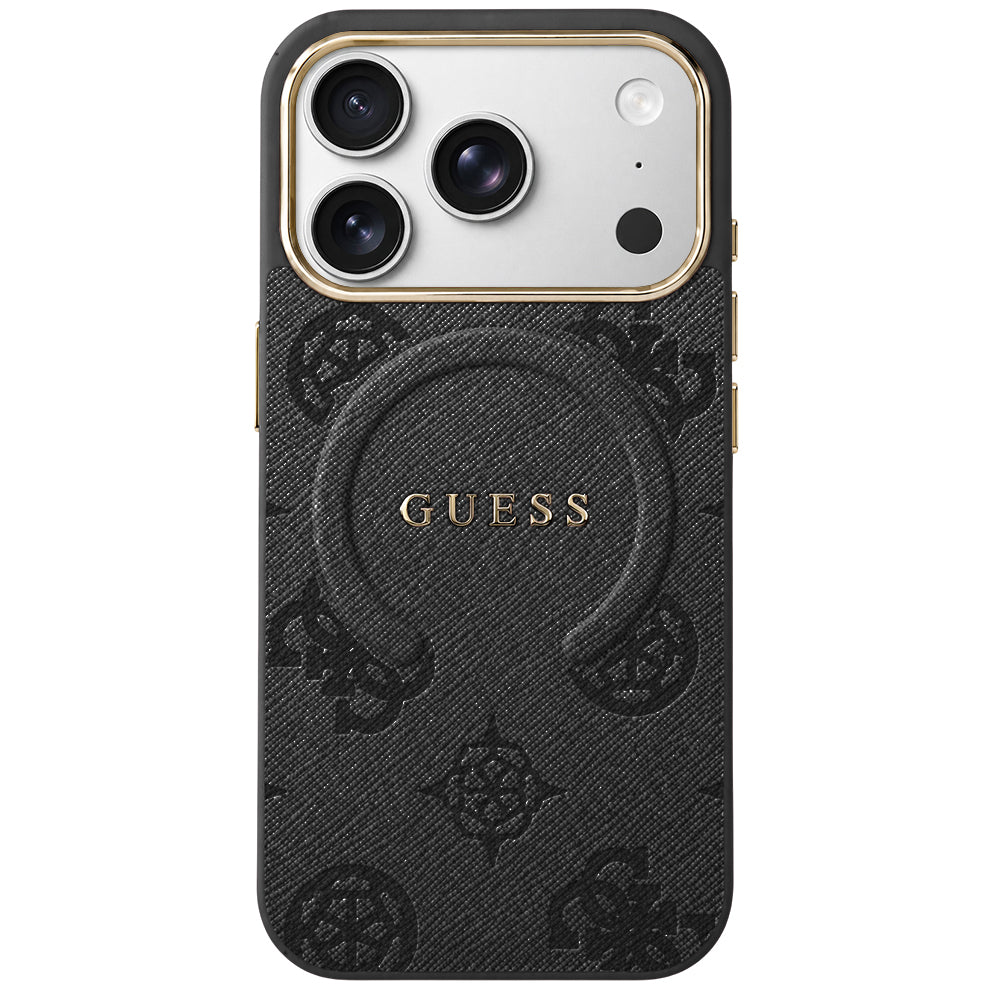 Husa de protectie Guess 4G Embossed Ring compatibil cu iPhone 18 Pro Max / iPhone 17 Pro Max, Negru