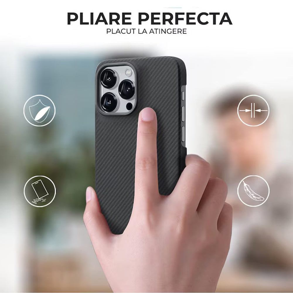 Husa de protectie Techsuit Aramid Fiber MagSafe compatibil cu iPhone 18 Pro Max / iPhone 17 Pro Max, Negru
