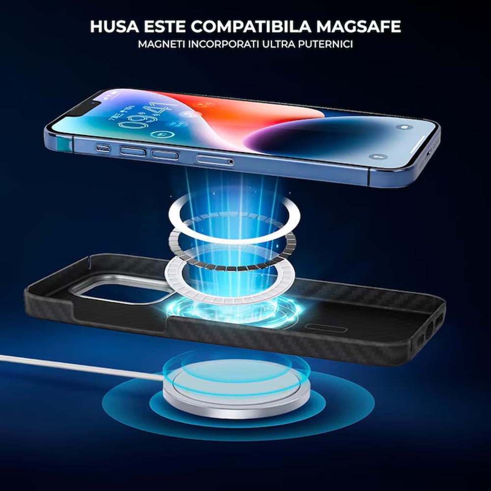 Husa de protectie Techsuit Aramid Fiber MagSafe compatibil cu iPhone 18 Pro Max / iPhone 17 Pro Max, Negru