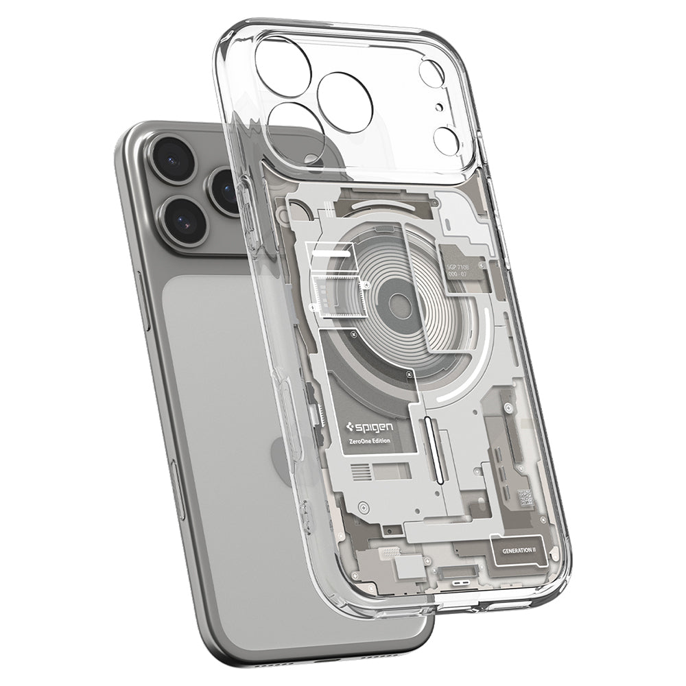 Husa pentru iPhone 18 Pro / iPhone 17 Pro - Spigen Ultra Hybrid Zero One MagSafe (ACS12164) - Natural Titanium