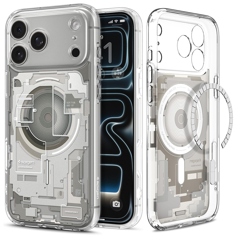 Husa pentru iPhone 18 Pro / iPhone 17 Pro - Spigen Ultra Hybrid Zero One MagSafe (ACS12164) - Natural Titanium