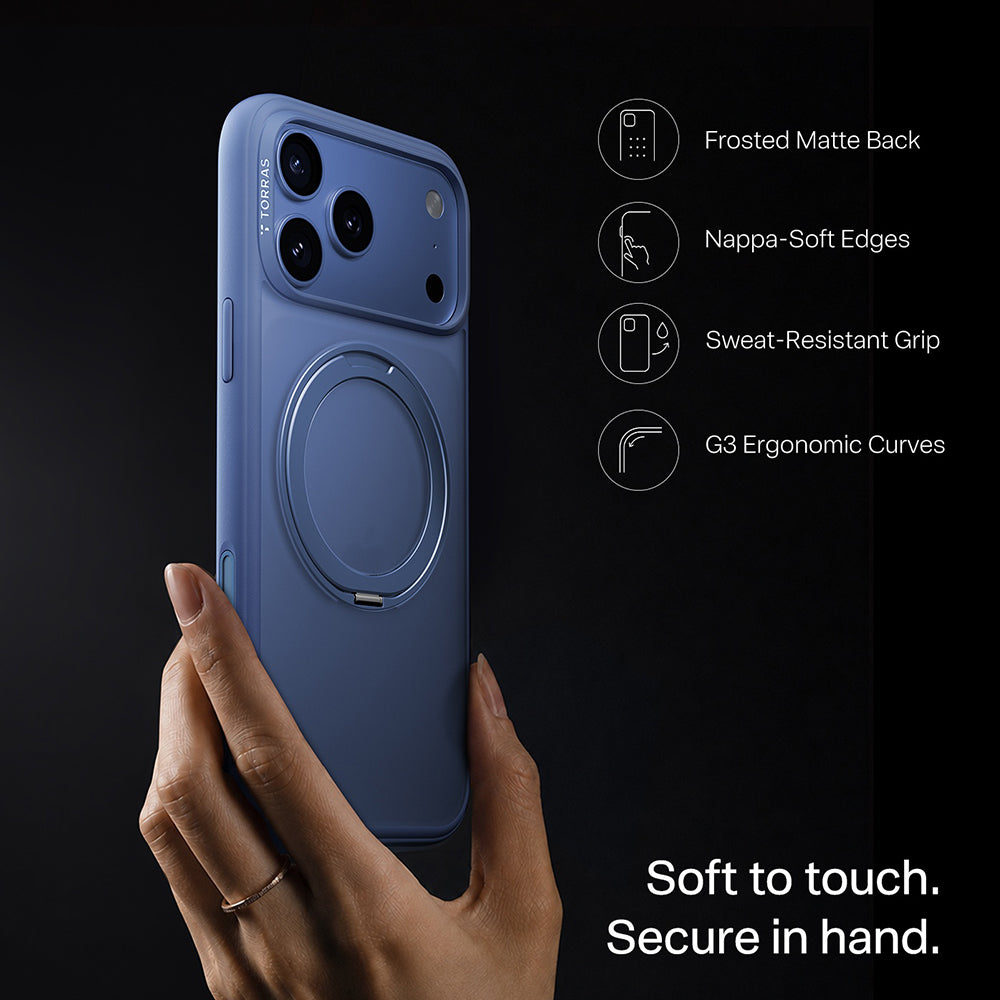 Husa de protectie Torras Ostand O1 Guardian compatibil cu iPhone 17 Pro / iPhone 18 Pro, Albastru