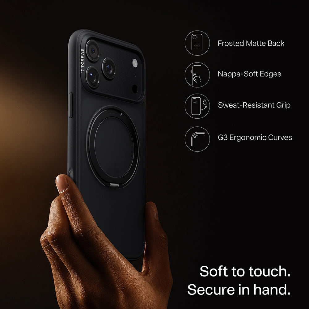 Husa de protectie Torras Ostand O1 Guardian compatibil cu iPhone 17 Pro / iPhone 18 Pro, Negru